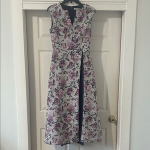 Kay Unger Floral Midi Dress - Purple and Black